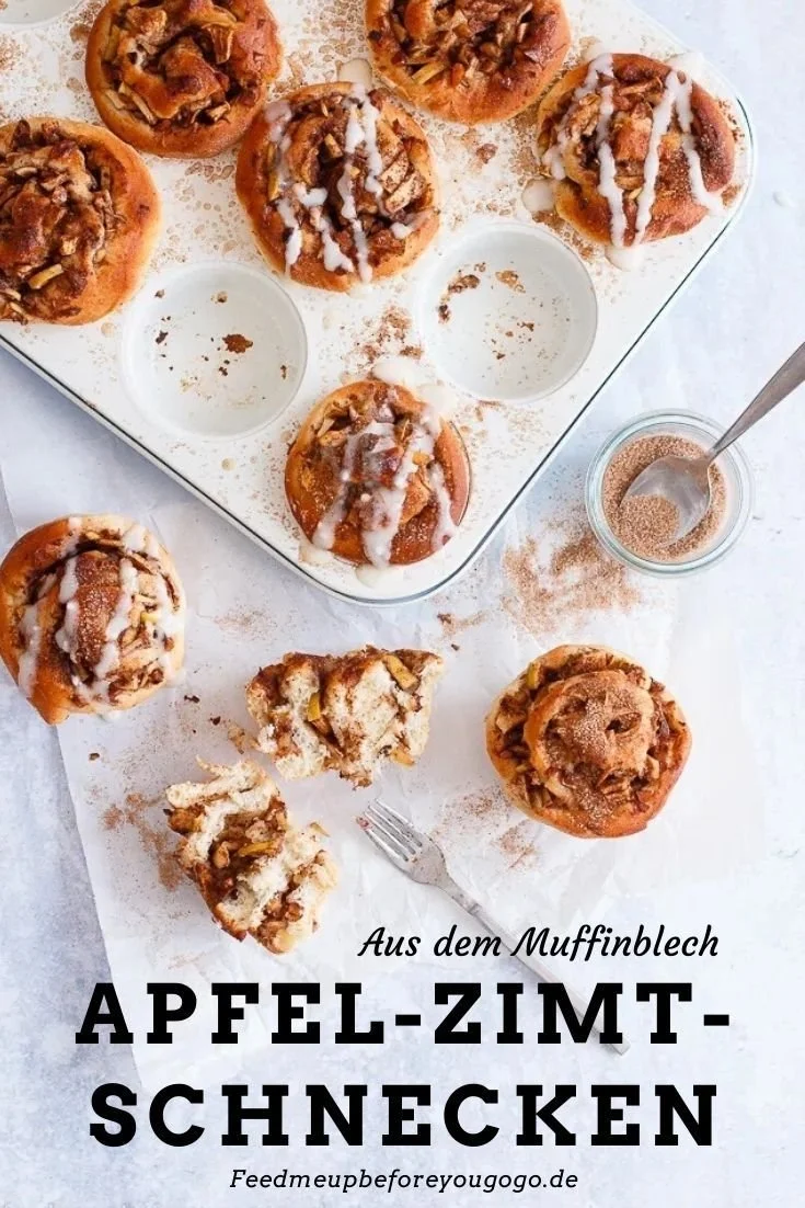 Leckere Apfel-Zimt-Schnecken aus dem Muffinblech, frisch gebacken und aromatisch.