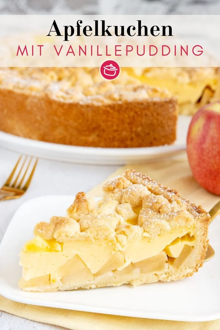 Apfelkuchen mit Vanillepudding - saftig und lecker