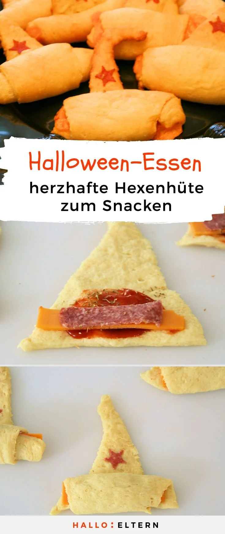 Schaurig-schöne Hexenhüte auf einem schönen Teller für Halloween