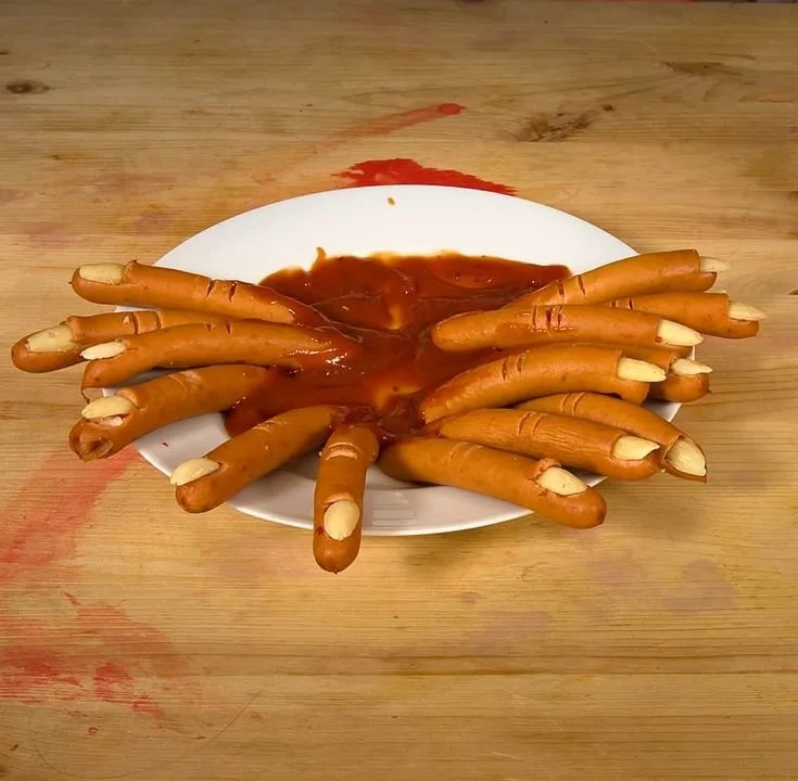 Halloween Rezept für gruselige Würstchen-Finger für eine schaurige Party