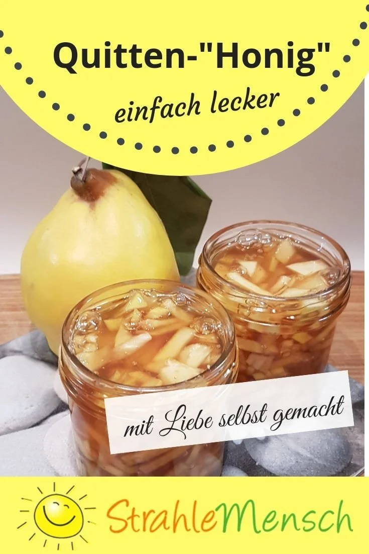 Quitten-Honig in einem Glas mit frischen Quitten