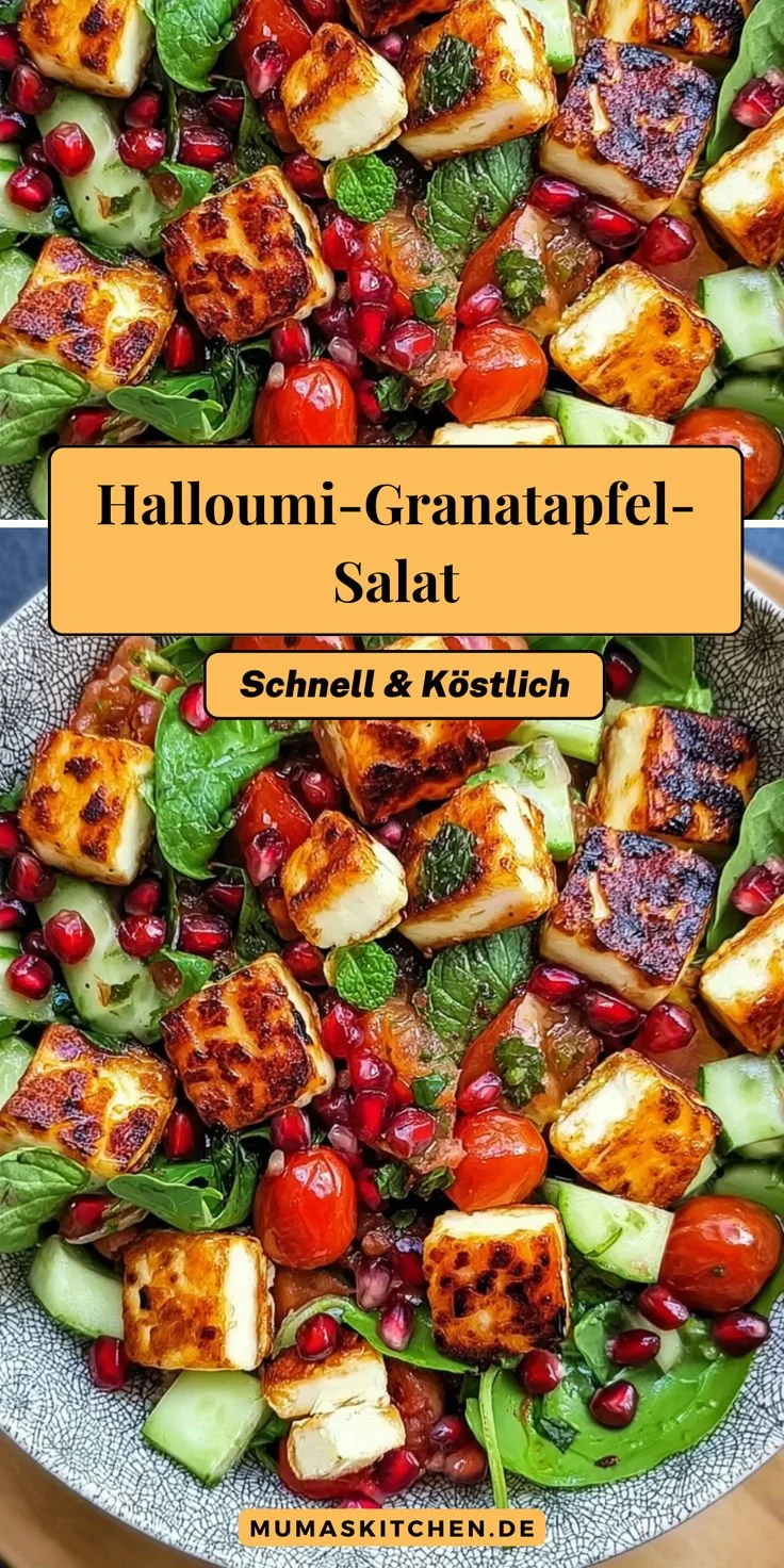 Leckerer Halloumi Salat auf einem Teller mit frischem Gemüse