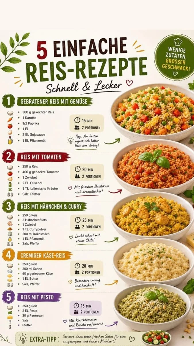 Vielfältige Reis Rezepte für leckere Hauptgerichte und Beilagen