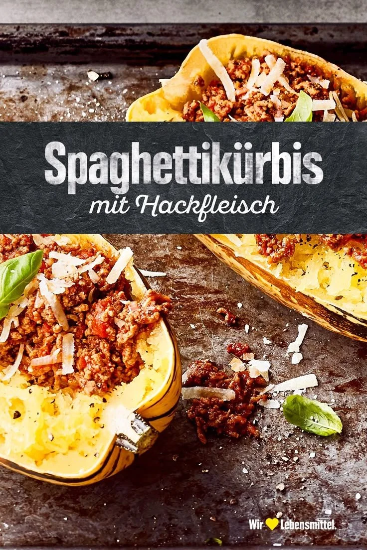 Spaghettikürbis mit Hackfleisch, gesundes Rezept